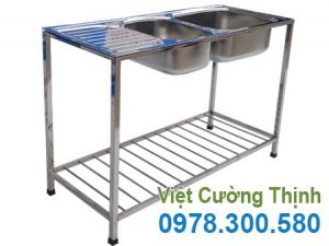 Bồn rửa 2 hộc gia đình có kệ dưới CR-104