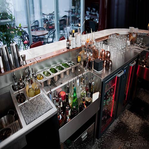 cung cấp thiết bị quầy bar inox, quầy pha chế inox cho quán cafe trà sữa