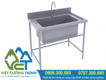 Bồn rửa chén 1 ngăn lớn có chân inox 304