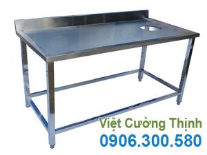 Bàn inox 1 tầng có lỗ xả rác BAI-02