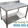 bàn inox 2 tầng có gáy BAI-07
