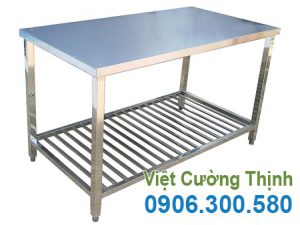 Bàn sơ chế inox có kệ dưới BAI-05