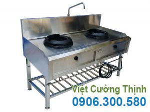 Bếp á 2 họng kiềng gang có kệ dưới BA-05