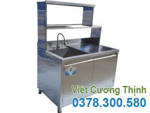 Tủ inox có bồn rửa và kệ trên inox TUI-10