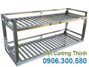 Kệ Inox Song 2 Tầng Treo Tường KEI-04