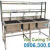 Chậu Rửa Công Nghiệp 3 Ngăn Lớn Có Kệ Trên CR-22