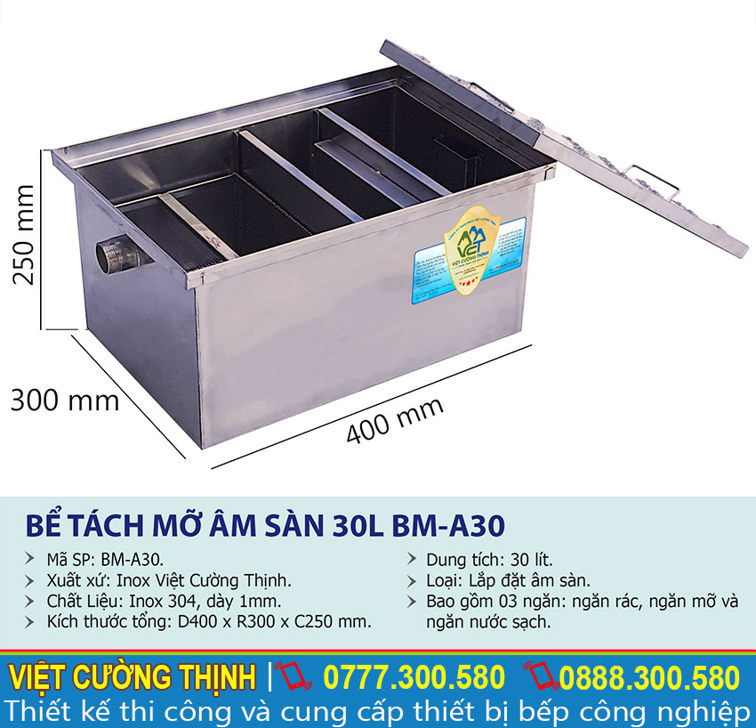 Thông số kỹ thuật Bễ tách mỡ inox gia đình 30l BM-A30