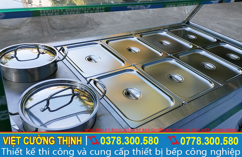 Tủ hâm nóng thức ăn 8 khay 2 nồi
