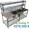 Chậu Rửa Chén 2 Ngăn Lớn Có Kệ Trên Kệ Dưới và Bàn Rửa 2 Bên Cánh