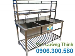 chậu rửa đôi cánh phải có kệ trên và dưới CR-24