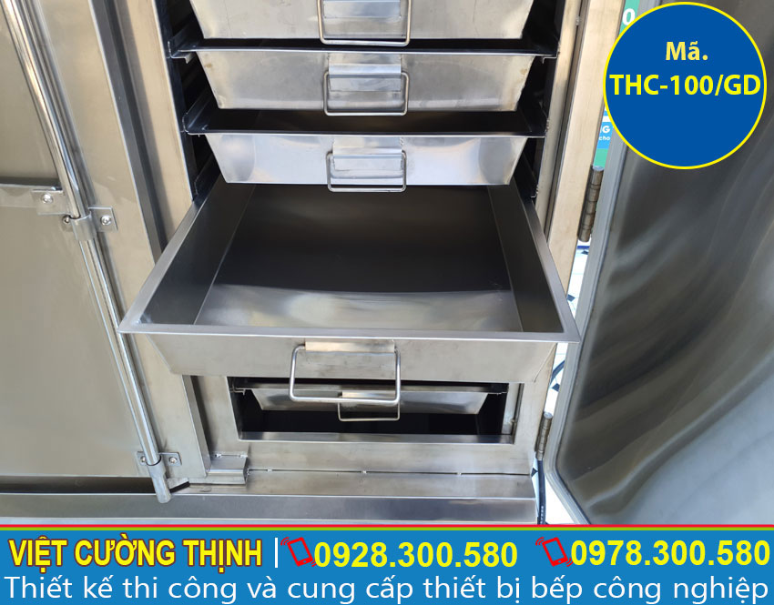 Khay tủ nấu cơm công nghiệp 100kg sử dụng điện và gas THC-100/GD