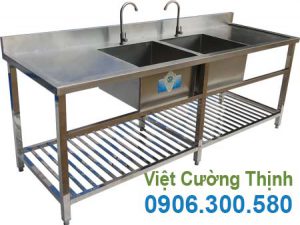 Chậu Rửa Đôi Có Kệ Dưới và Bàn Rửa 2 Bên Cánh CR-25