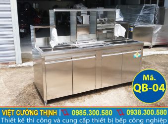Mua quầy pha chế inox 2m có kệ trên và bồn rửa QB-04 giá bao nhiêu