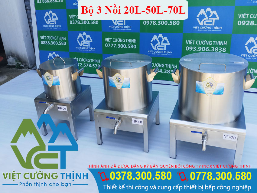 Bộ 3 Nồi Nấu Phở Bằng Điện 20L-50L-70L Giá Tốt