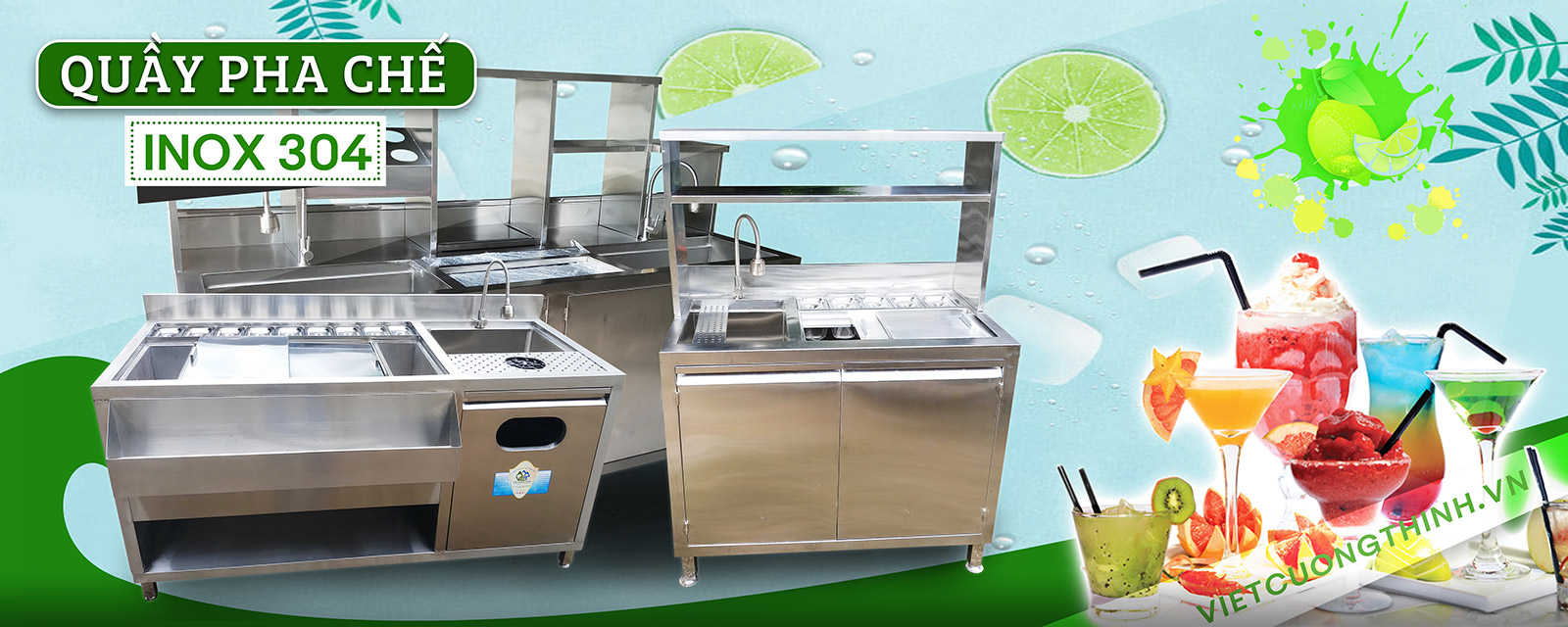 Quầy pha chế trà sữa inox 304