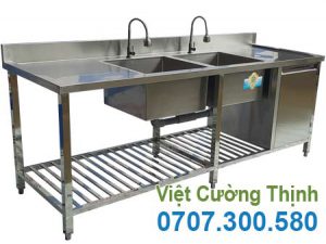 Chậu rửa dôi 2 cánh có kệ trên kệ dưới và có hộc tủ CR-36
