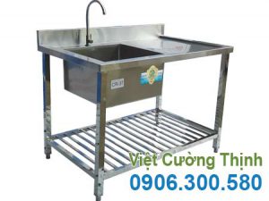 Chậu rửa đơn inox có kệ dưới cánh phái CR-37
