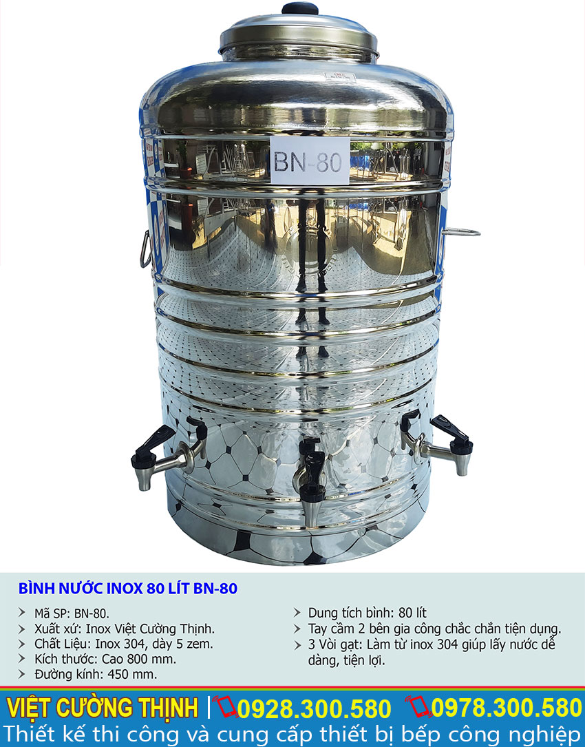 Thông số kỹ thuật Bình nước đá inox 80 lit BN-80
