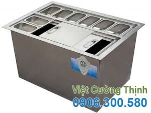 Thùng chứa đá inox có 8 khay topping TD-TP01