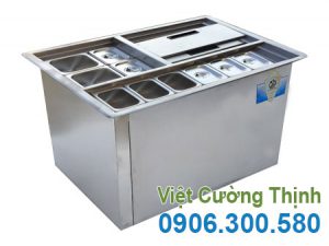 Thùng đá inox có khay topping TD-TP03