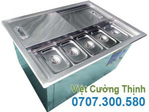Thùng đá inox có khay topping TD-TP18