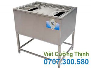 Thùng Đá Inox Khung Chân Có Khay Topping TD-TP02