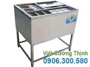 Thùng đá inox khung chân có khay topping TD-TP04