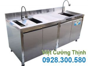 Tủ inox có 2 bồn rửa TUI-14