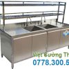 Tủ inox có kệ trên và 2 bồn rửa TUI-17