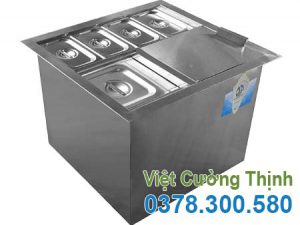 Thùng đá inox có khay topping TD-TP24