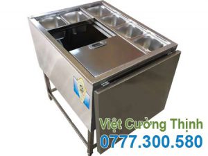 Thùng Đá Inox Khung Chân Có Khay Topping TD-TP27