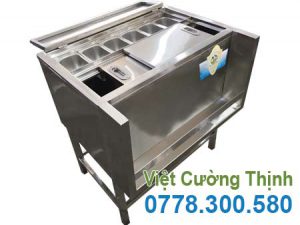 Thùng đá inox khung chân có khay topping TD-TP28