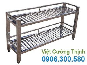 Kệ bếp inox thanh song 2 tầng