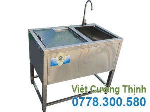 Thùng chứa đá inox khung chân có bồn rửa TD-C1058