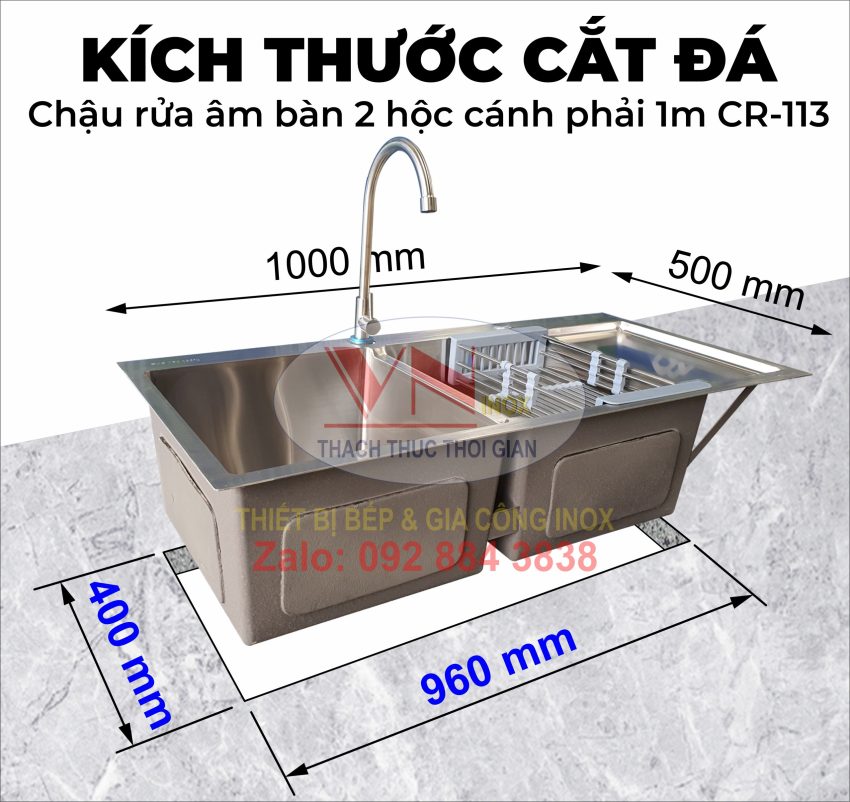 Kích thước mặt đá cần cắt