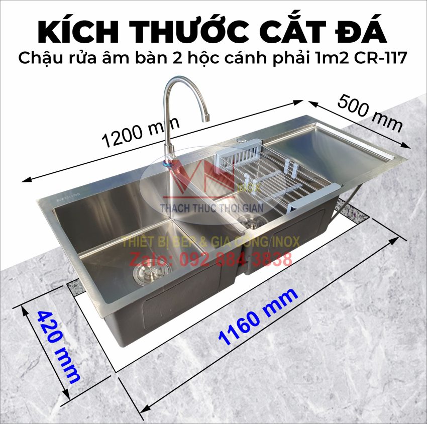 Kích thước mặt đá cần cắt