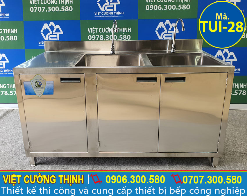 Tủ inox có 2 bồn rửa cao cấp TUI-28 (03)