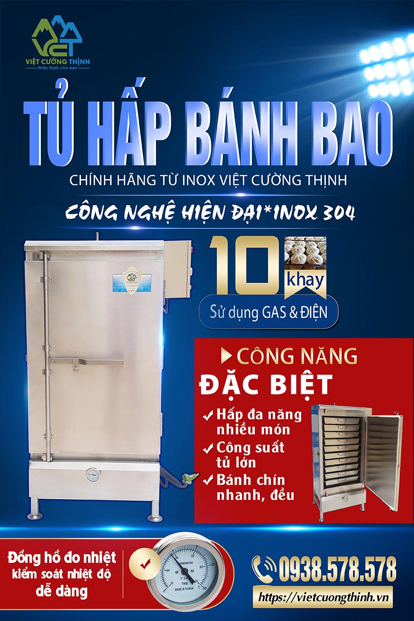 Tủ hấp bánh bao công nghiệp Việt Cường Thịnh